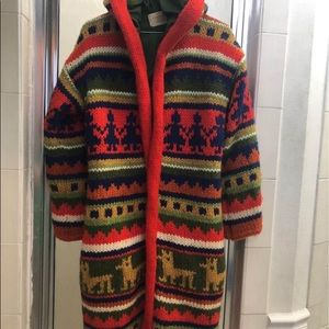 Handmade Norwegian sweater with hood, wool.